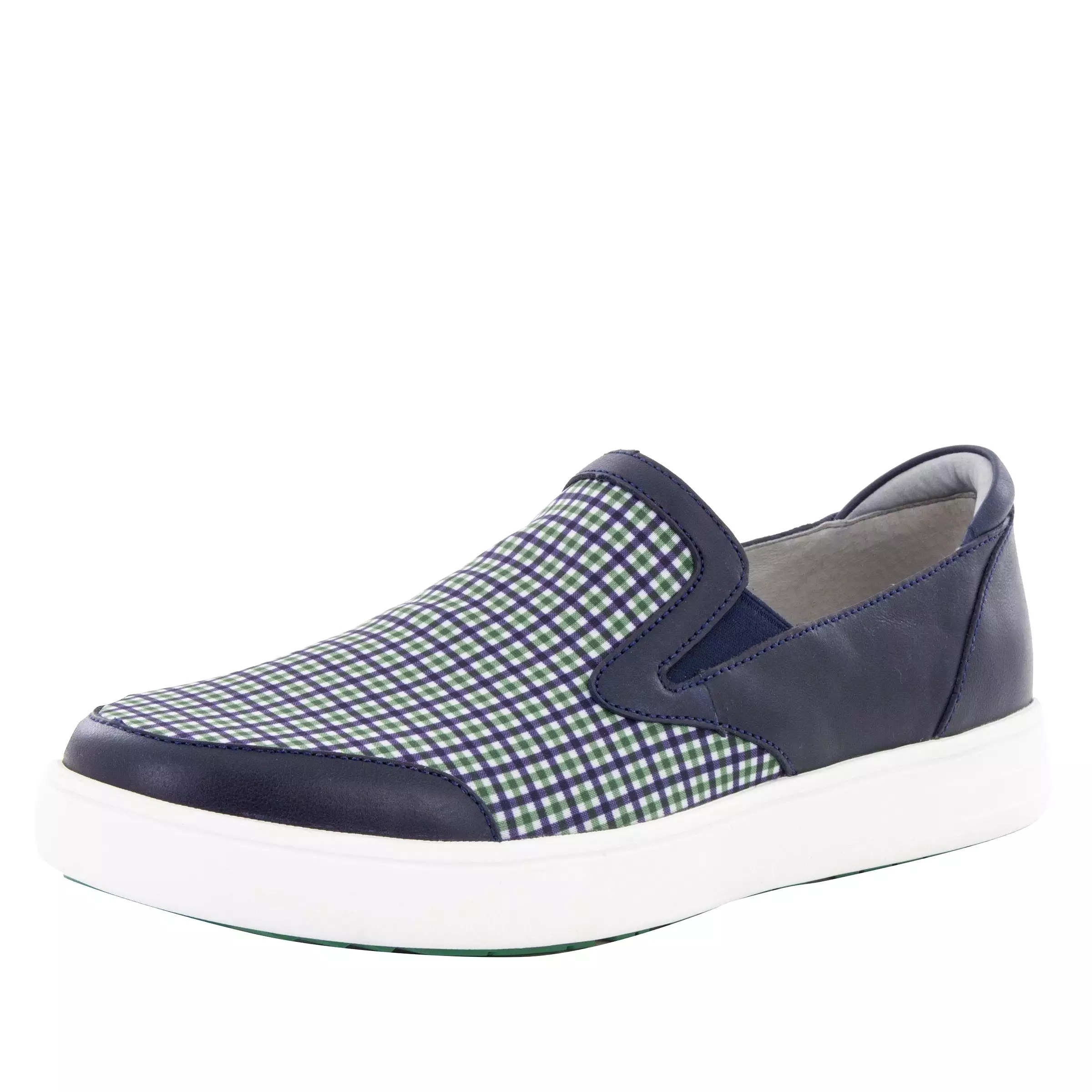 Alegria Men's Bender Navy Plaid Shoe