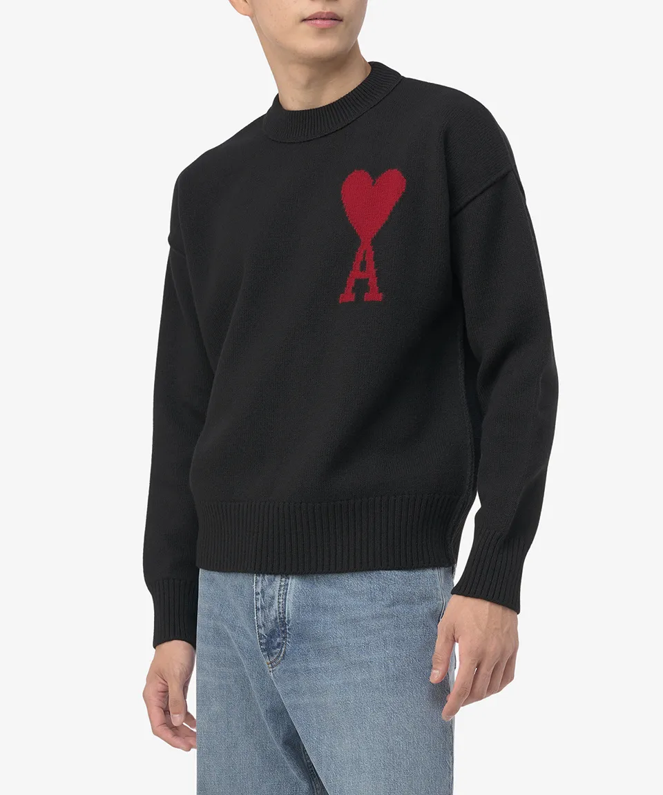 AMI PARIS  |Crew Neck Wool Street Style Long Sleeves Plain Logo