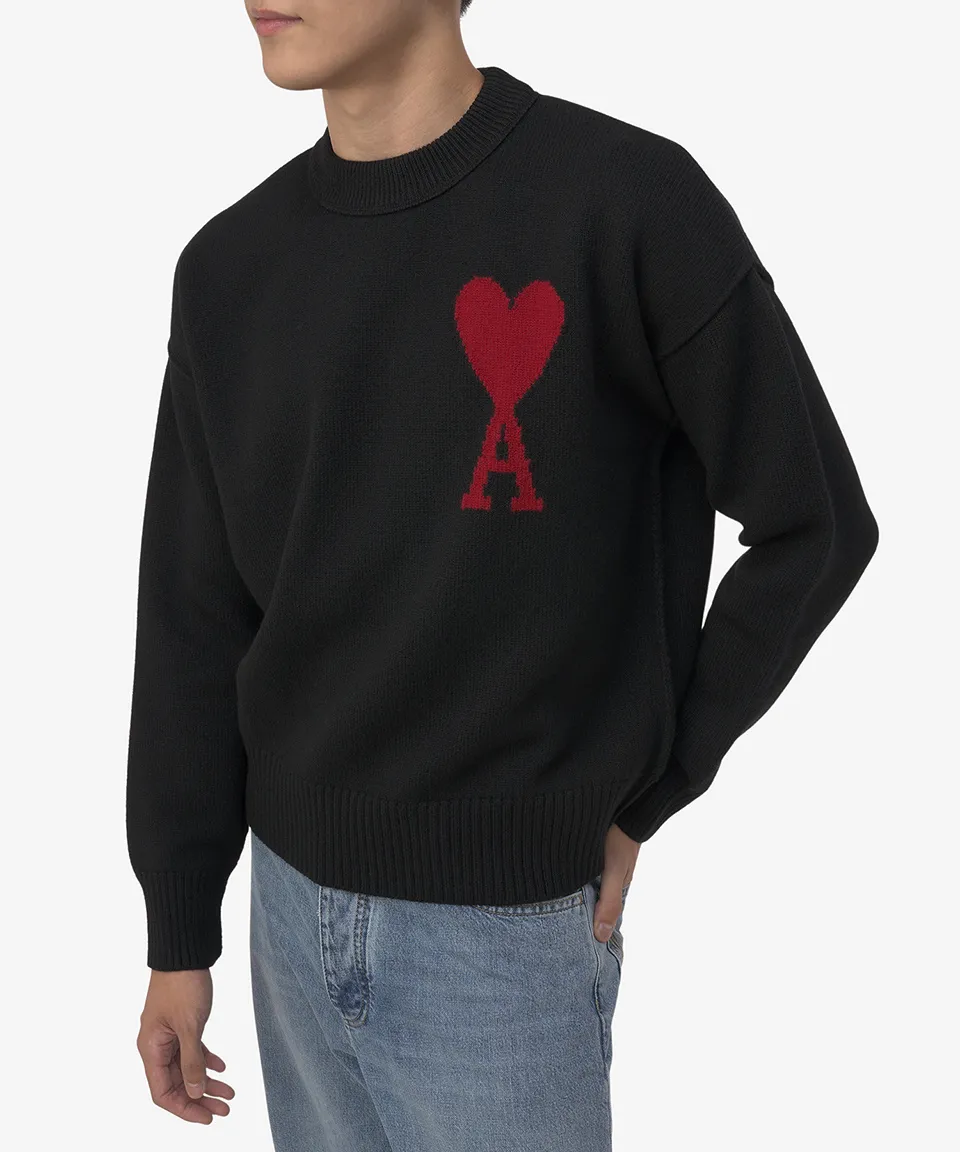 AMI PARIS  |Crew Neck Wool Street Style Long Sleeves Plain Logo