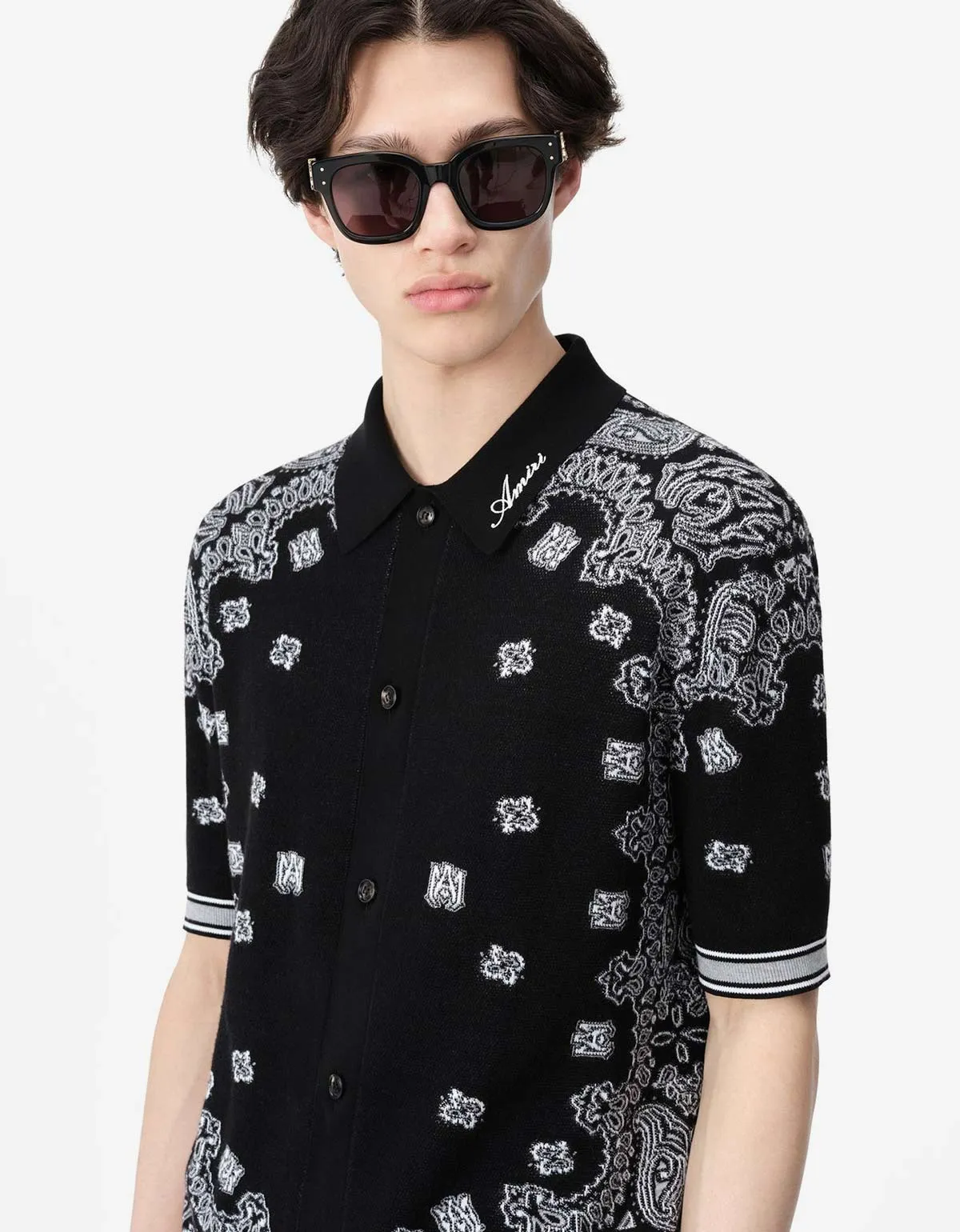 Amiri Black Bandana Polo T-Shirt