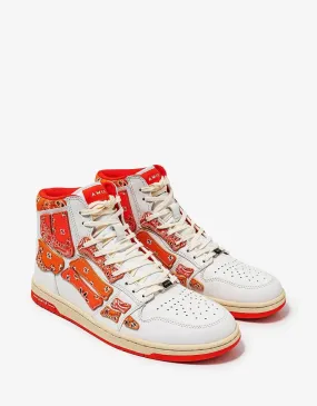 Amiri Skel Top Hi Bandana White & Orange Trainers