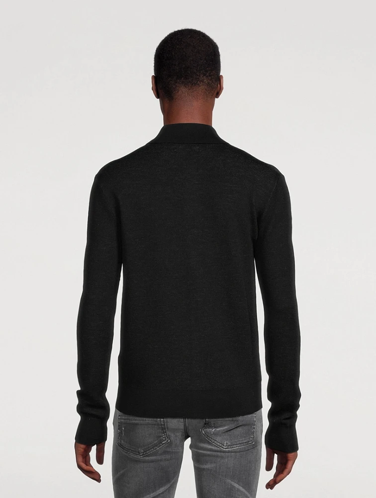 AMIRI Wool Long-Sleeve Polo Shirt