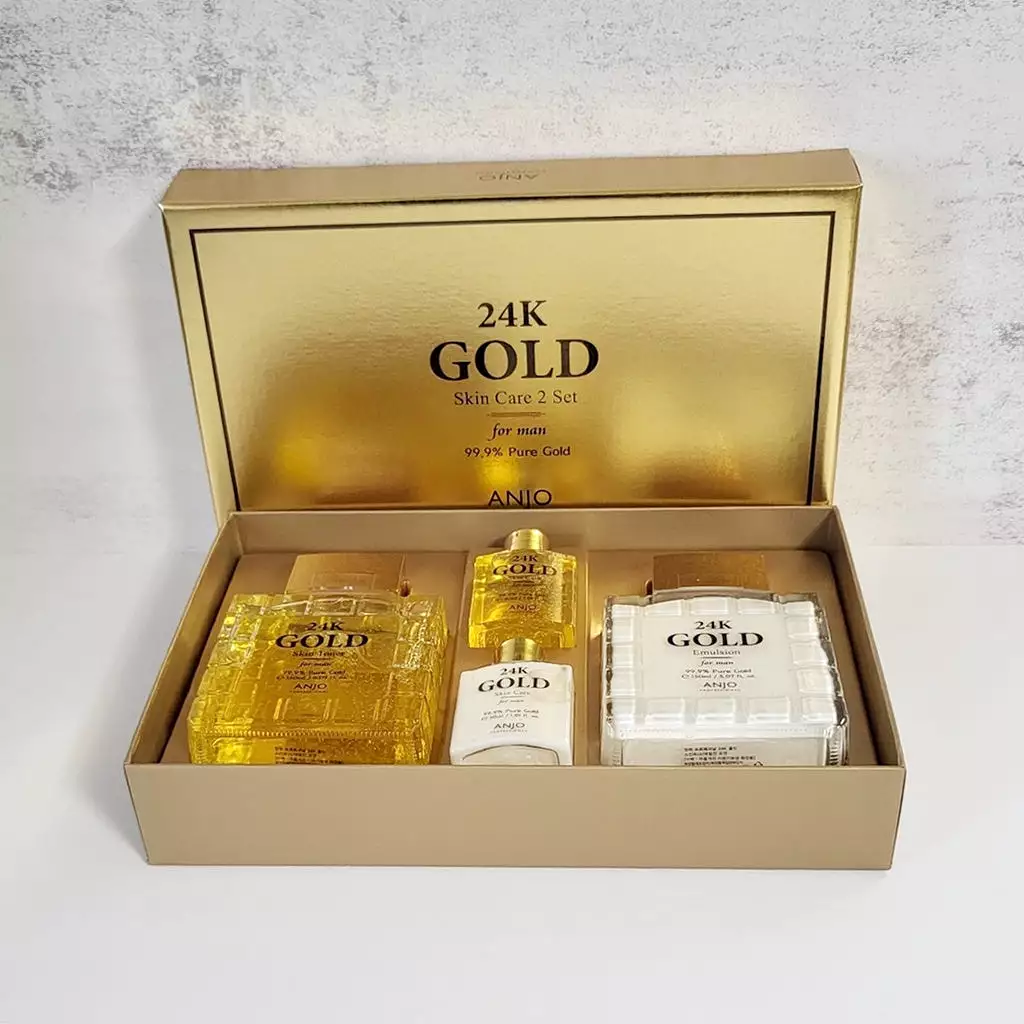 ANJO Professional 24k Gold Skincare Set For Men Anti Wrinkles Moisture Homme Cosmetics