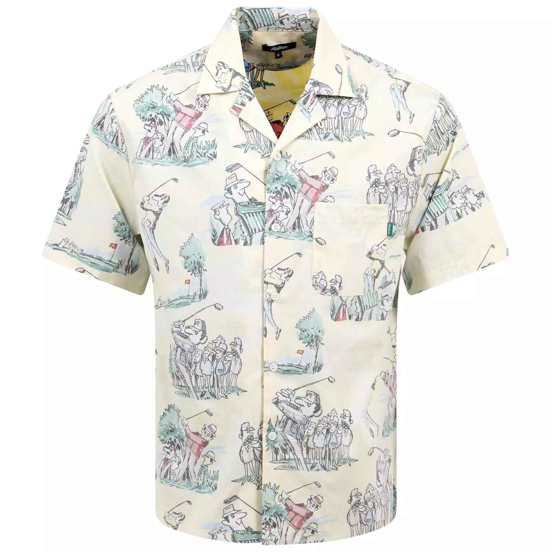 Augusta Patrons Print Camp Shirt Yellow - SU24