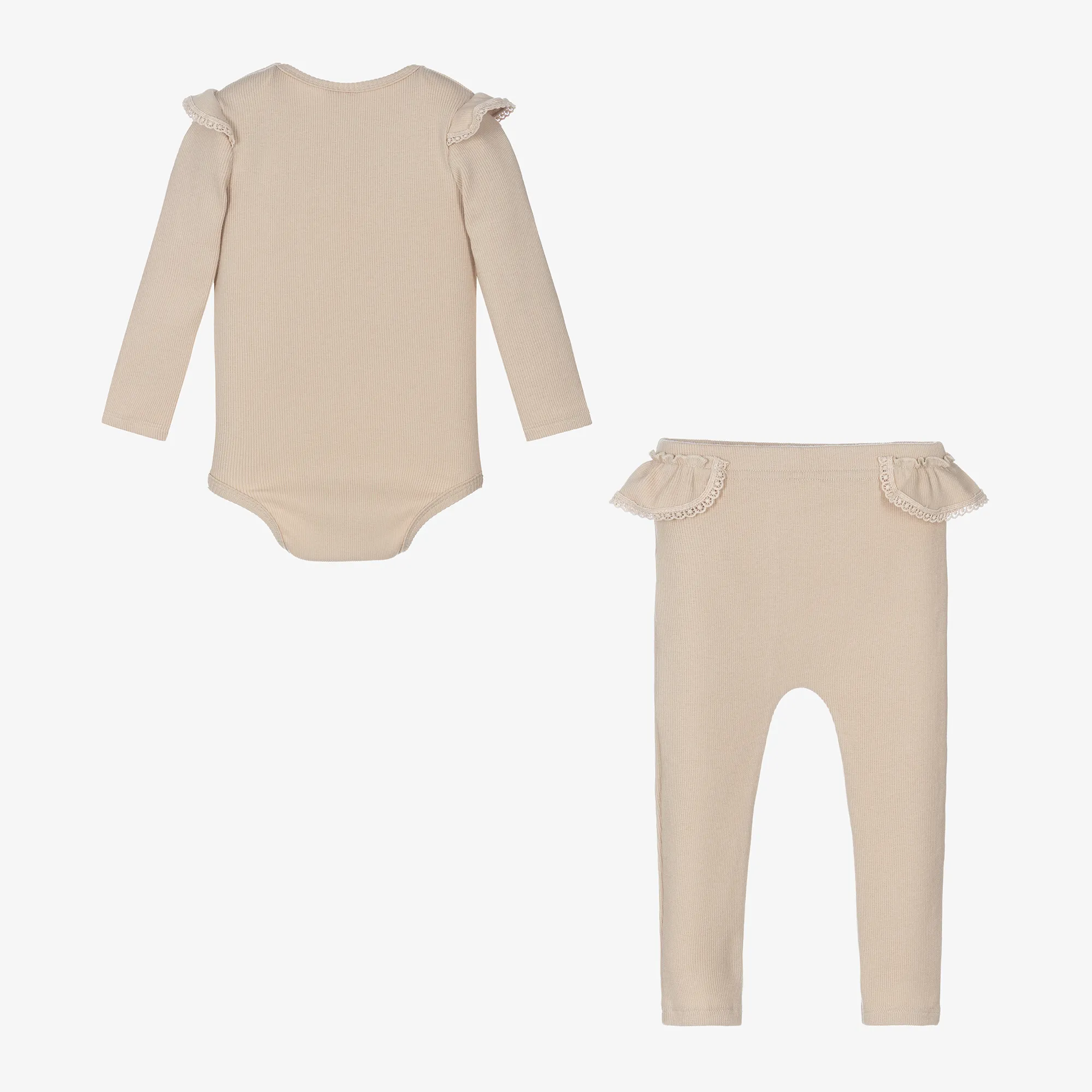 Baby Girls Beige Cotton Leggings Set