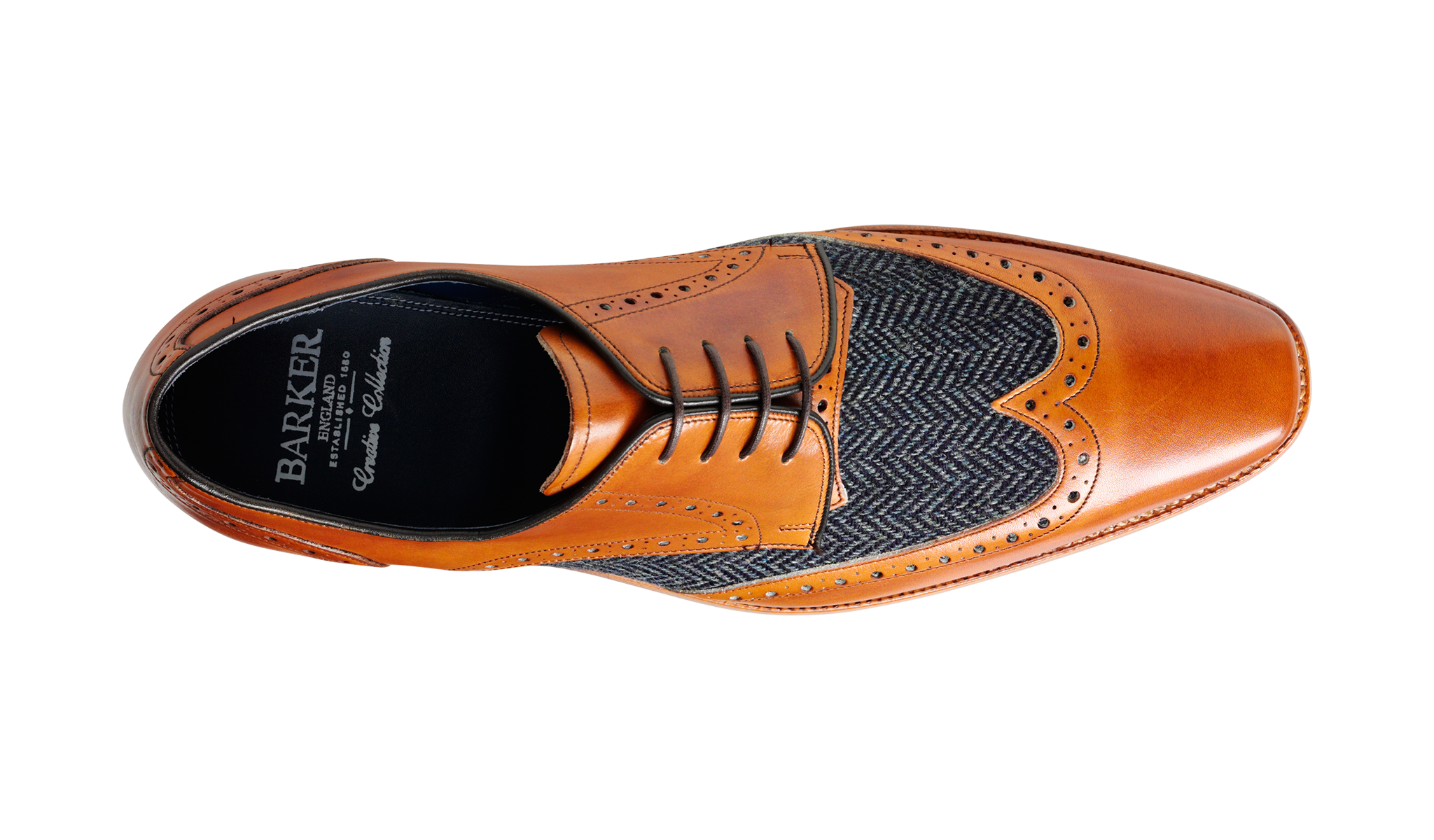 Barker Jackson two-tone Derby - Cedar Calf / Blue Tweed