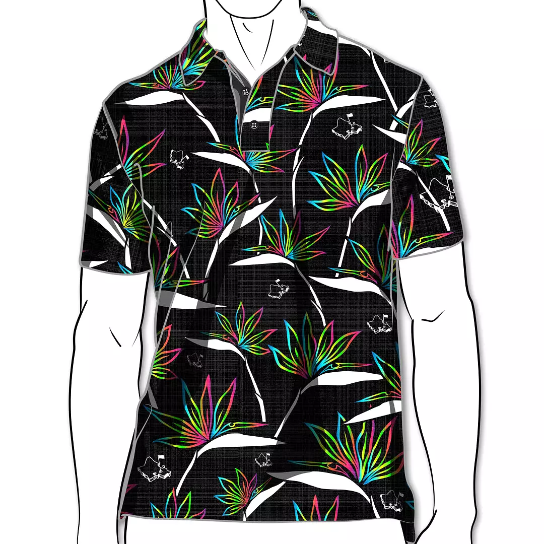 Birdies of Paradise Black Shave Ice - OGA Men's Polo - Black