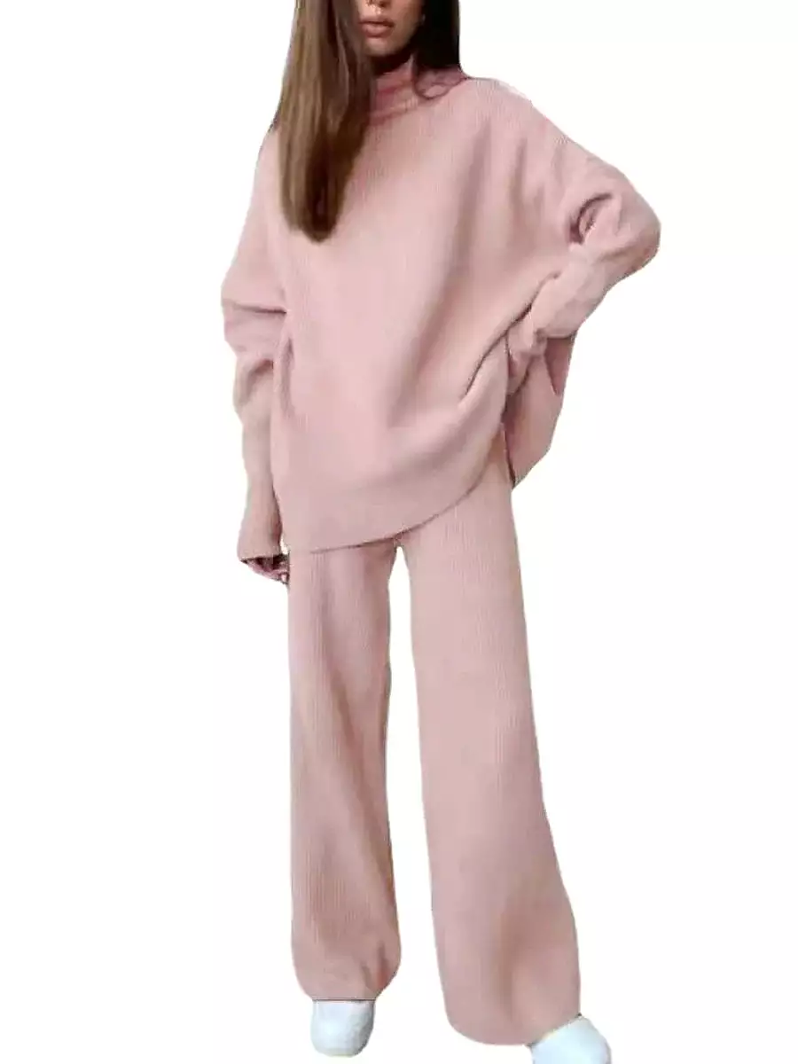 Black and Pink Women's High Neck Loungewear Set for Ultimate Comfort