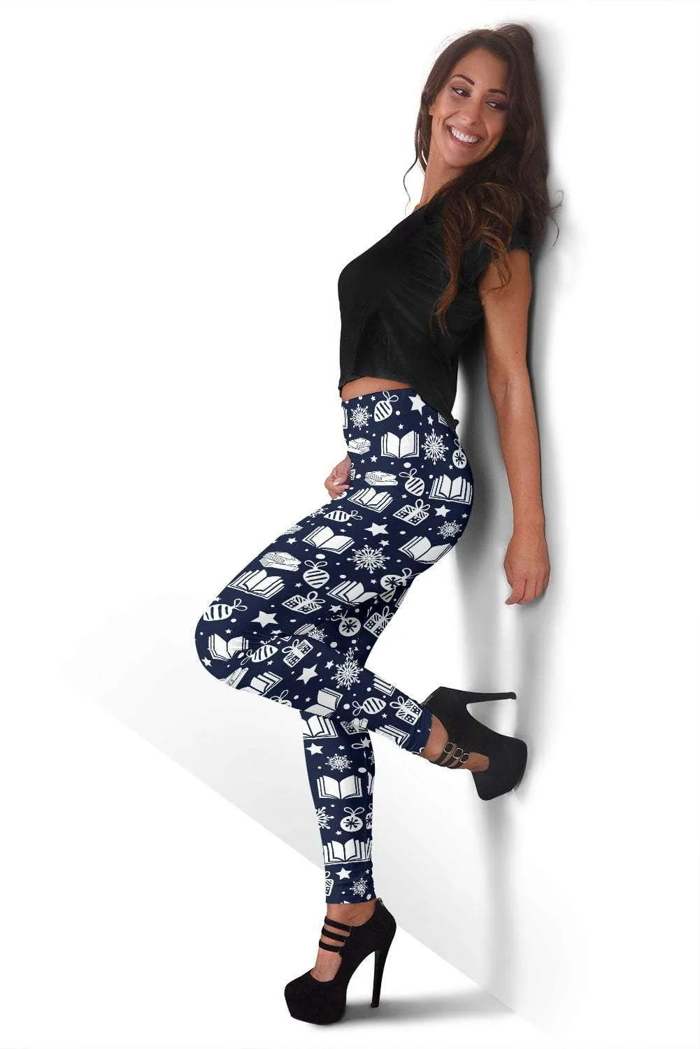 Blue Bookish Christmas Women's Leggings