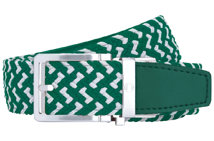 Braided Green & White, 1 3/8 Strap, Golf Belt