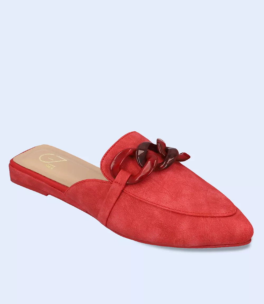 BW8157-RED-Women Casual Mules