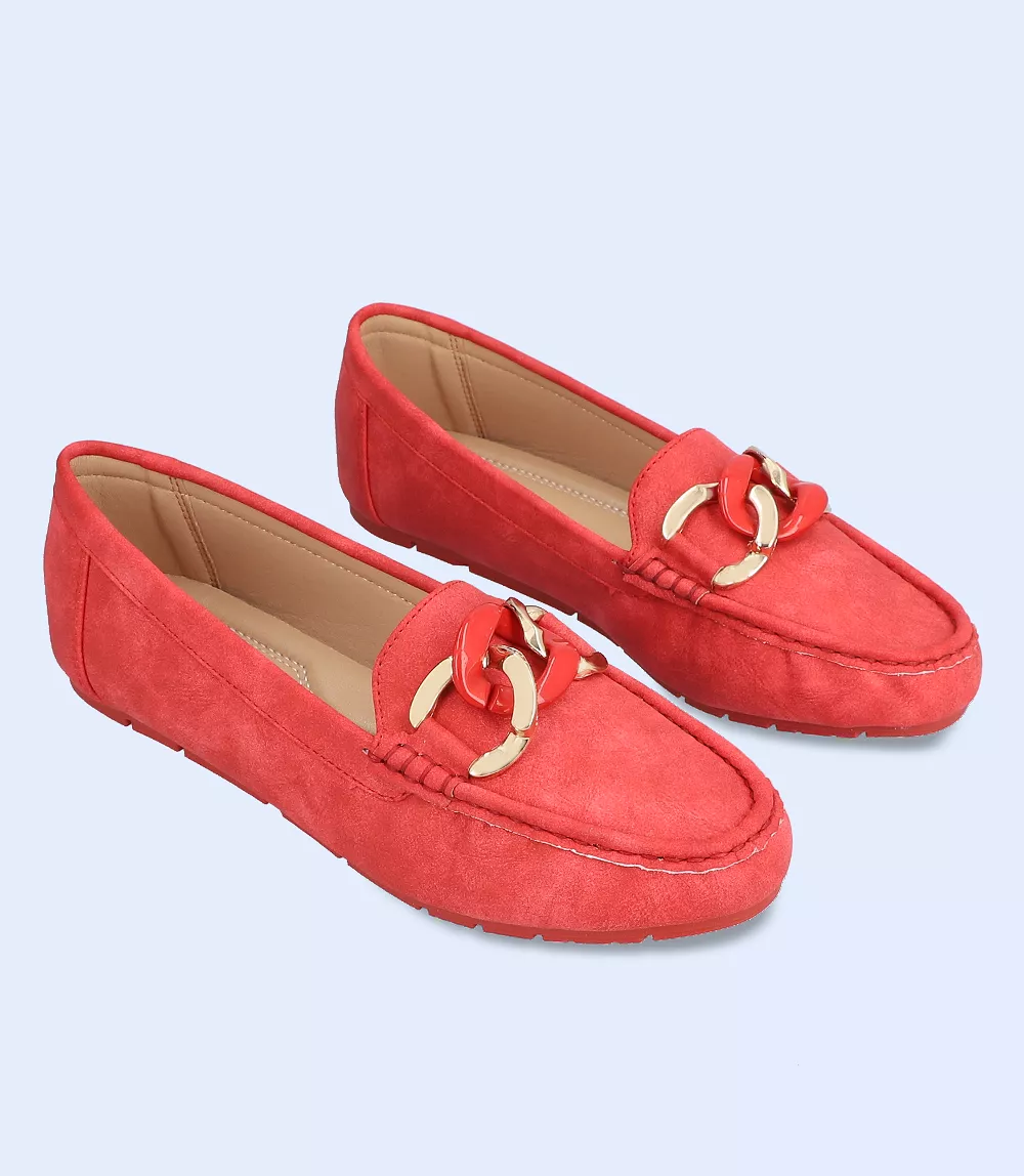 BW8466-RED-Women Casual Moccasins