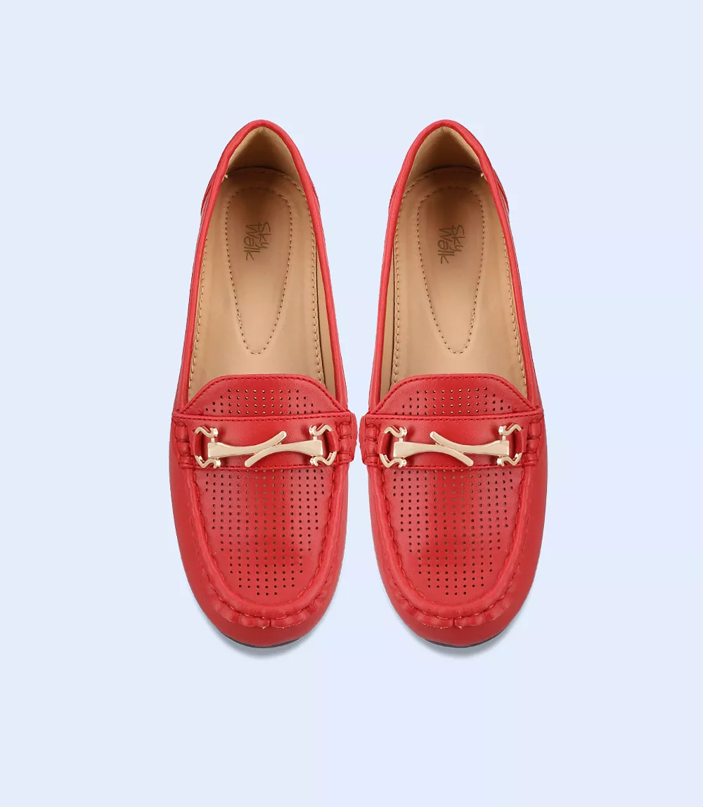 BW8877-RED-Women Comfort Moccasins