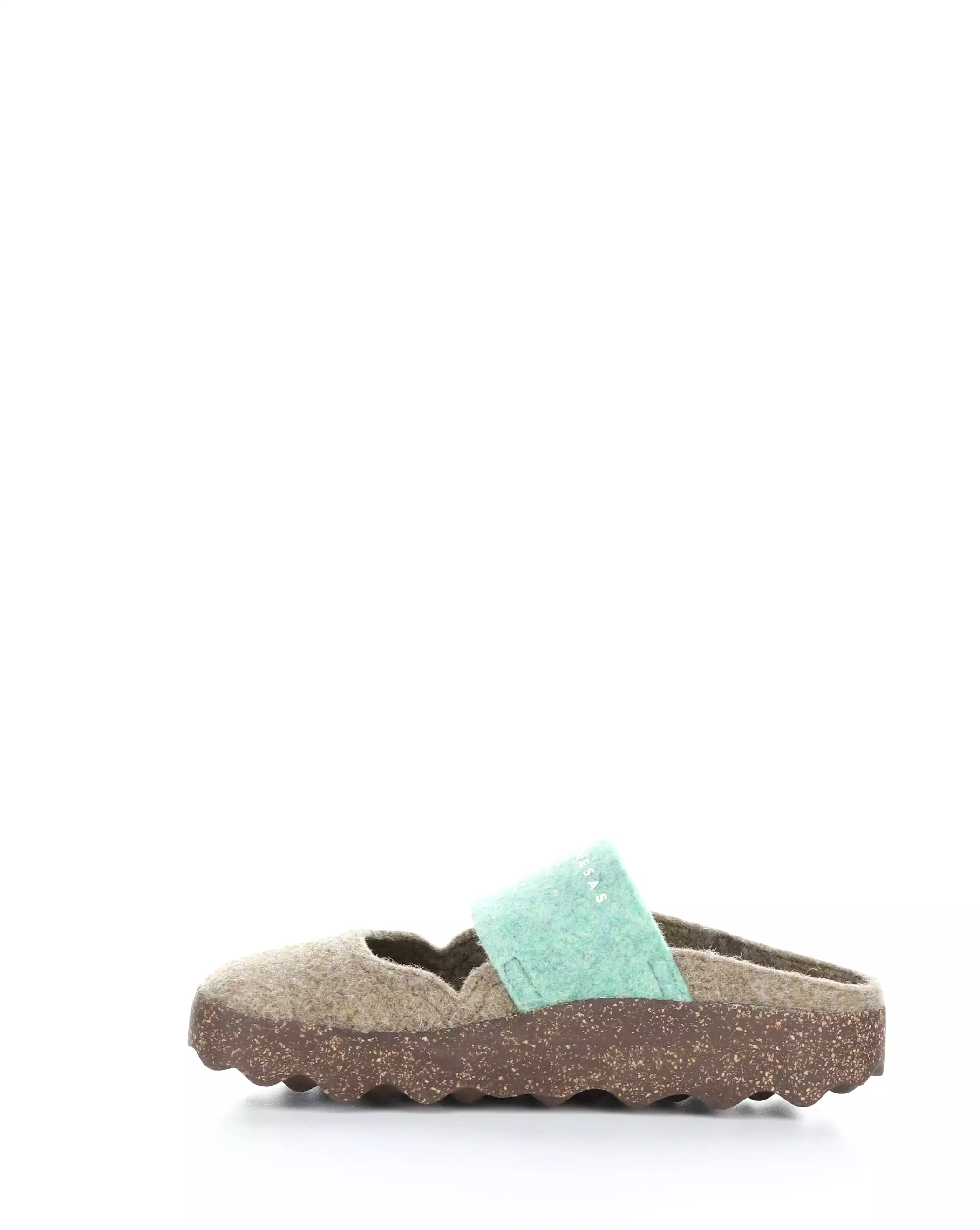 CANU185ASP 008 TAUPE/GREEN Round Toe Mules