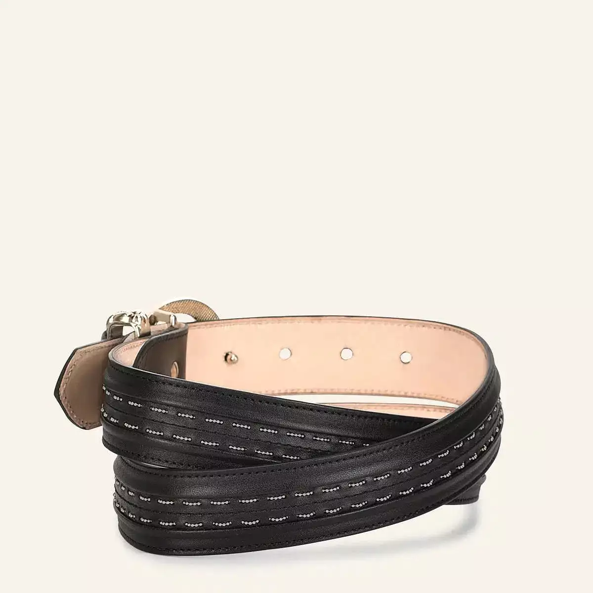 CD984RS - Cuadra black casual western leather belt for women