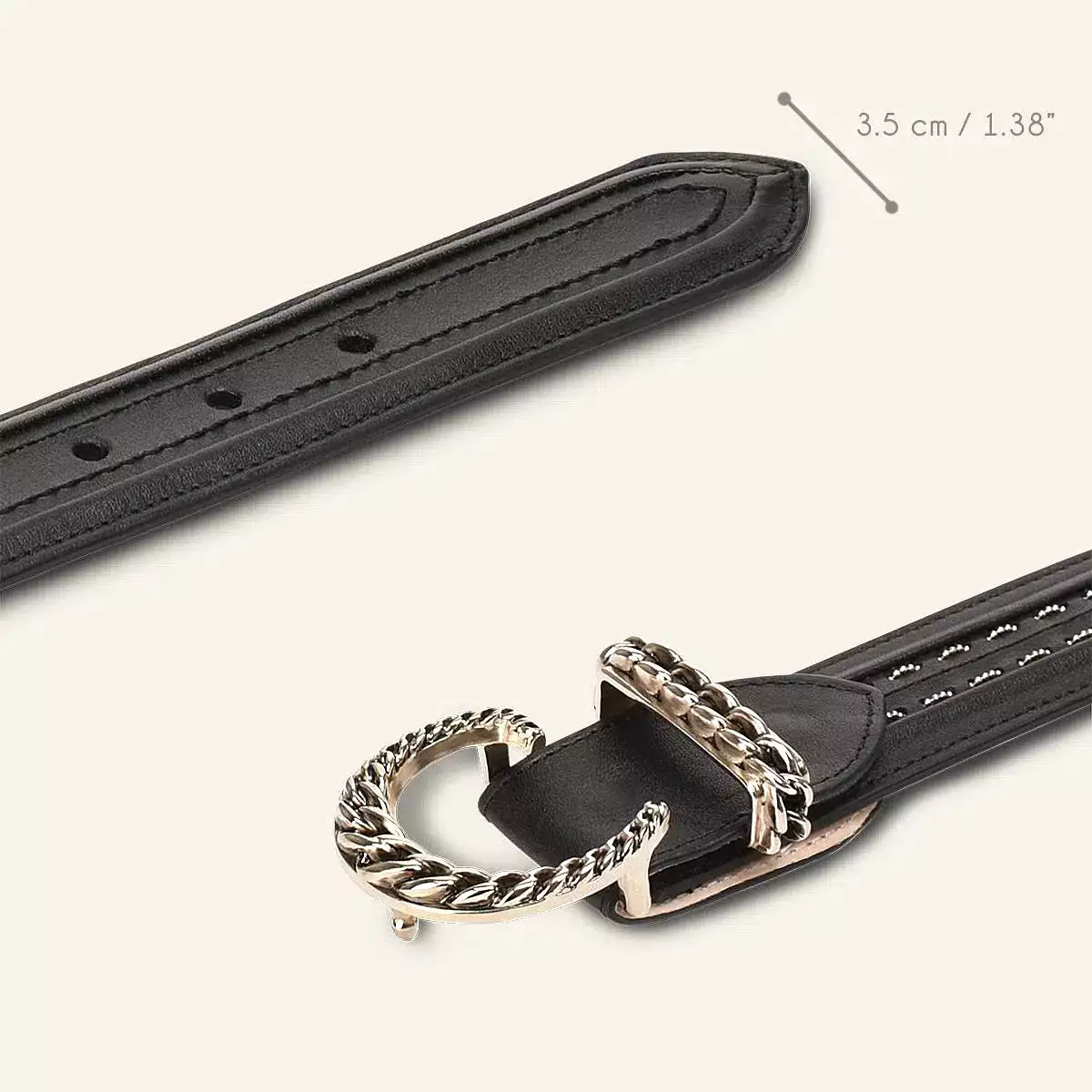 CD984RS - Cuadra black casual western leather belt for women