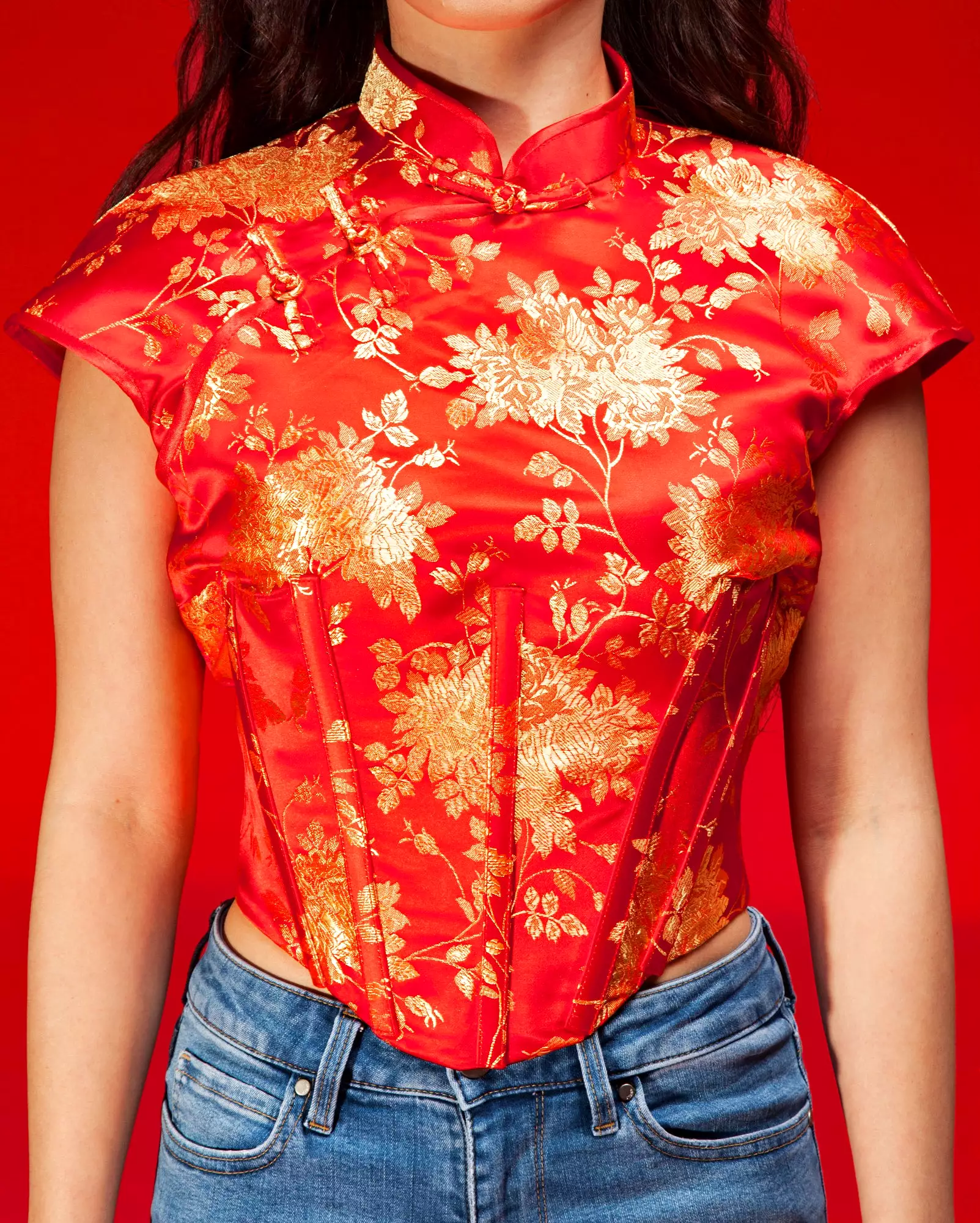 Cheongsam Corset Top (red)