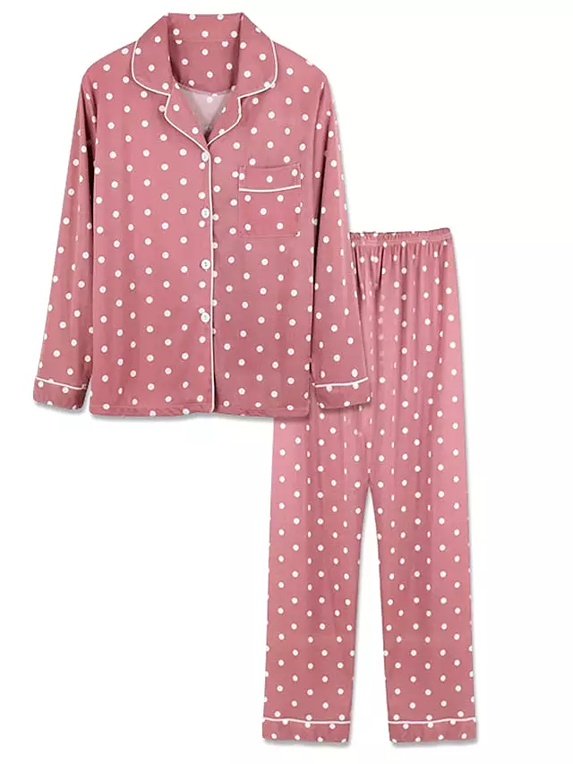 Chic Women's Lotus Pink and Black Grid/Plaid Polyester Pajama Set