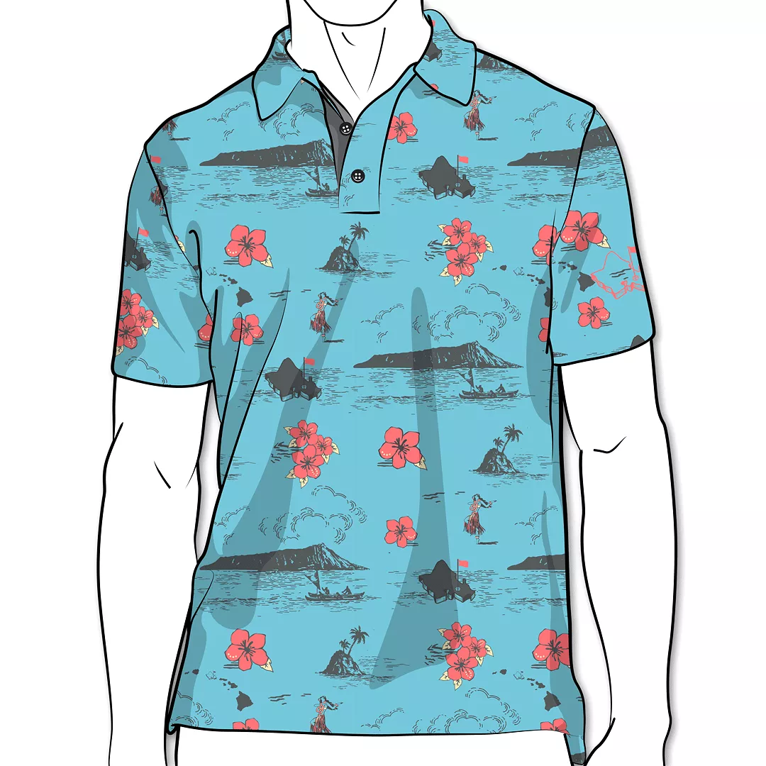 Classic Island Blue Skies - OGA Men's Polo - Sky Blue