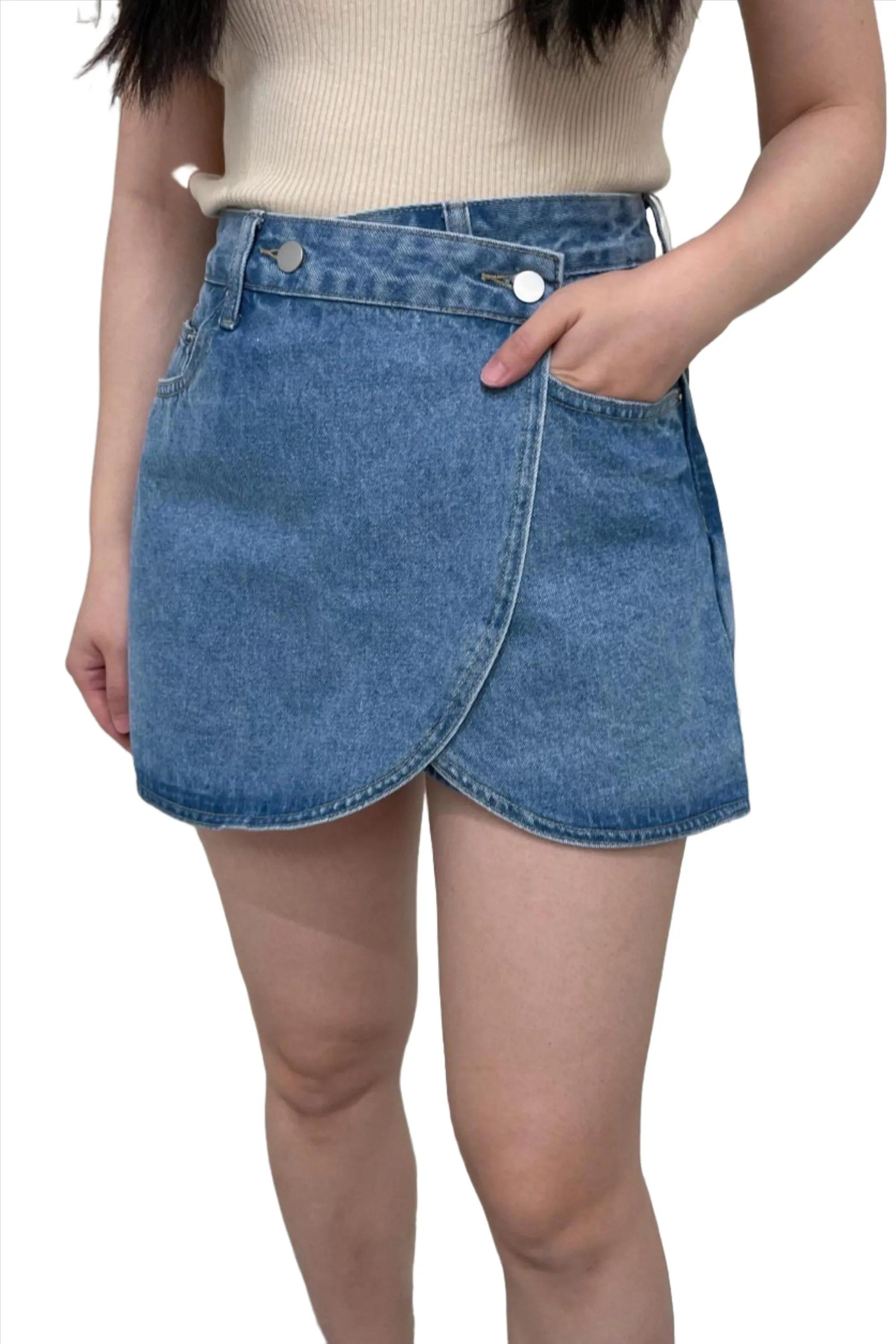 Clever Alice Blues Skort in Faded Denim