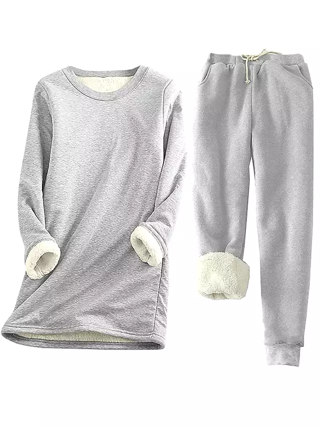 Comfortable Women's Thermal Pajama Set Featuring Adjustable Waist