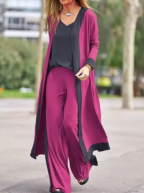 Elegant 3-Piece Women's Lounge Sweatsuit Set with Open Front Cardigan