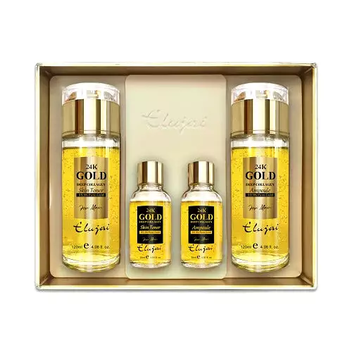 Elujai 24K Gold Deep Collagen Skin Care for Man 99.9% Pure Gold Gift 2p Sets