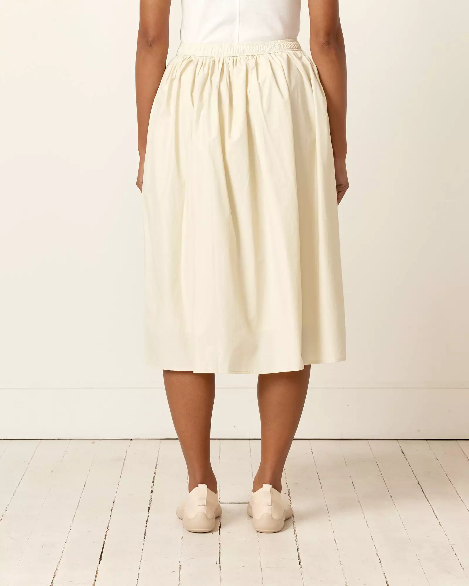 Gathered Midi Skirt in Cream