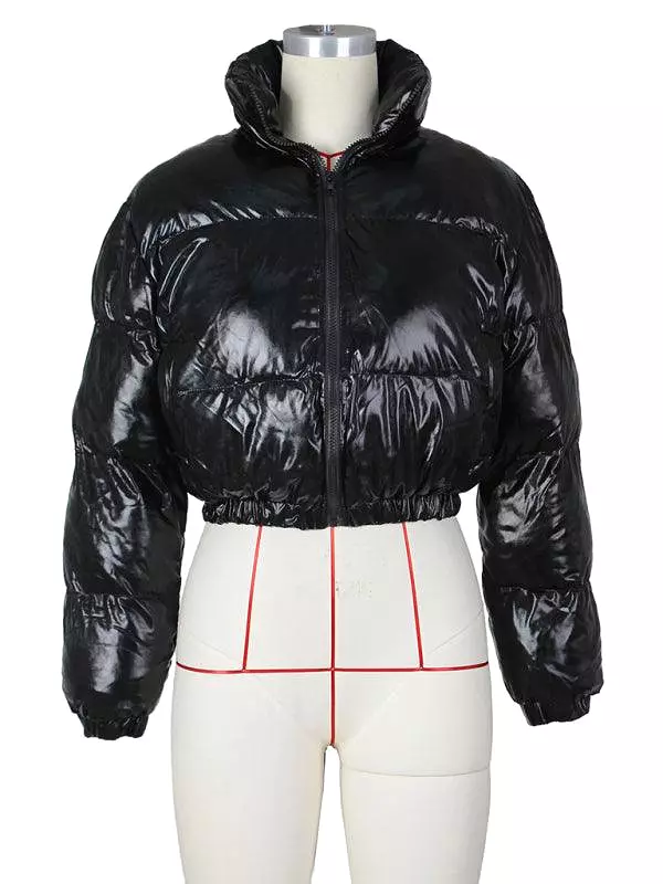 Glossy Parka Women Crop Jacket