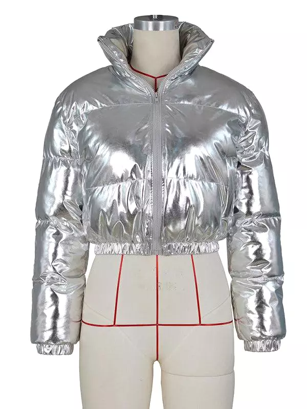 Glossy Parka Women Crop Jacket