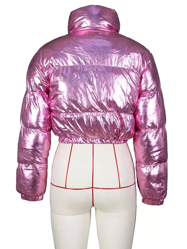 Glossy Parka Women Crop Jacket