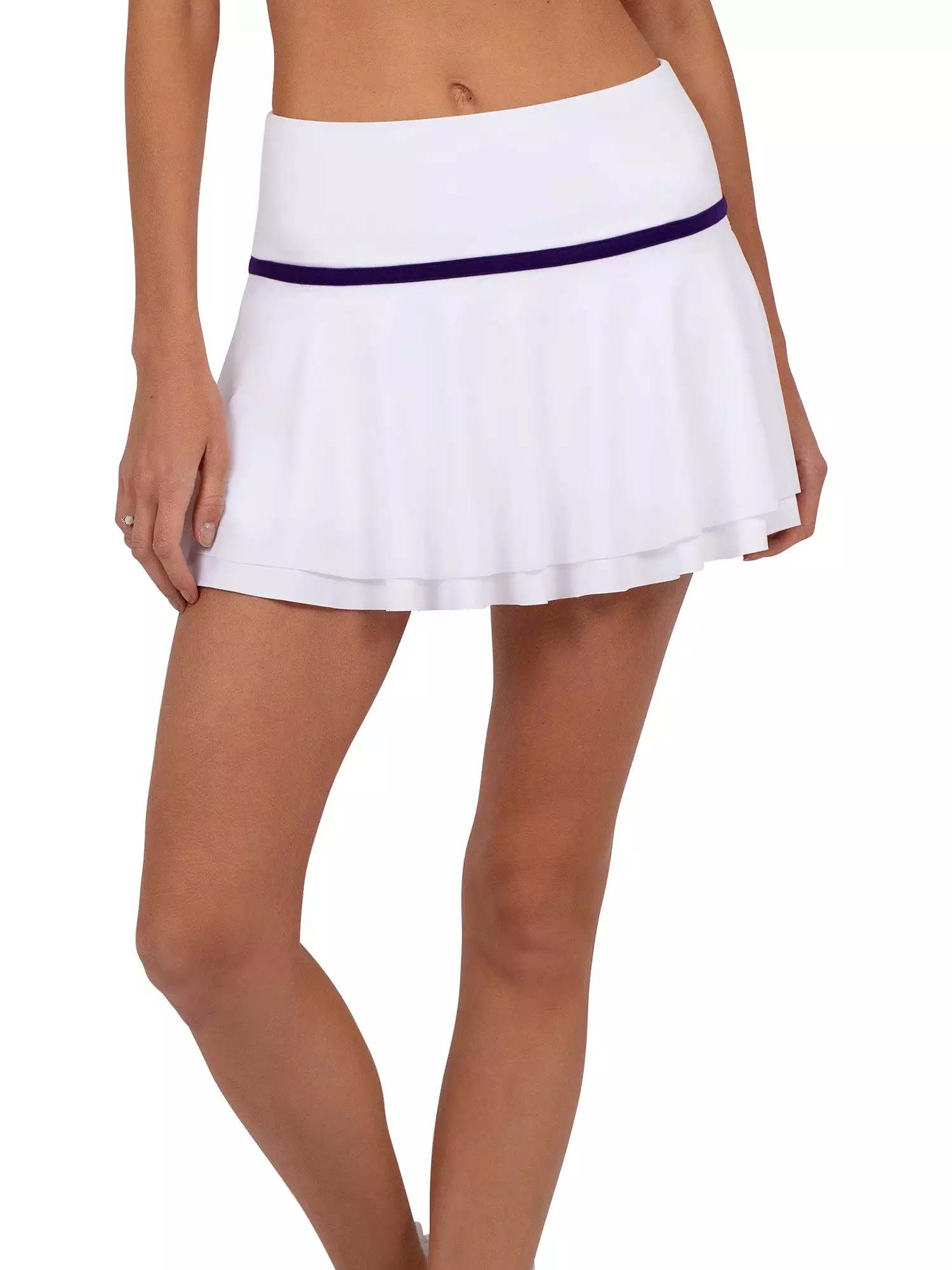 Harlow 13 1/2 Double Layer Mesh Flounce Tennis Skirt - White/Imperial