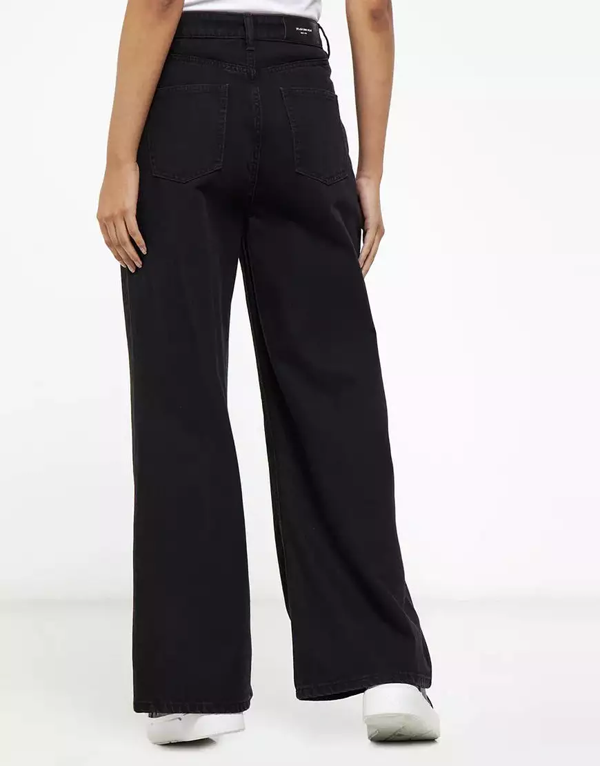 High Rise  Wide Leg Jeans Jet Black