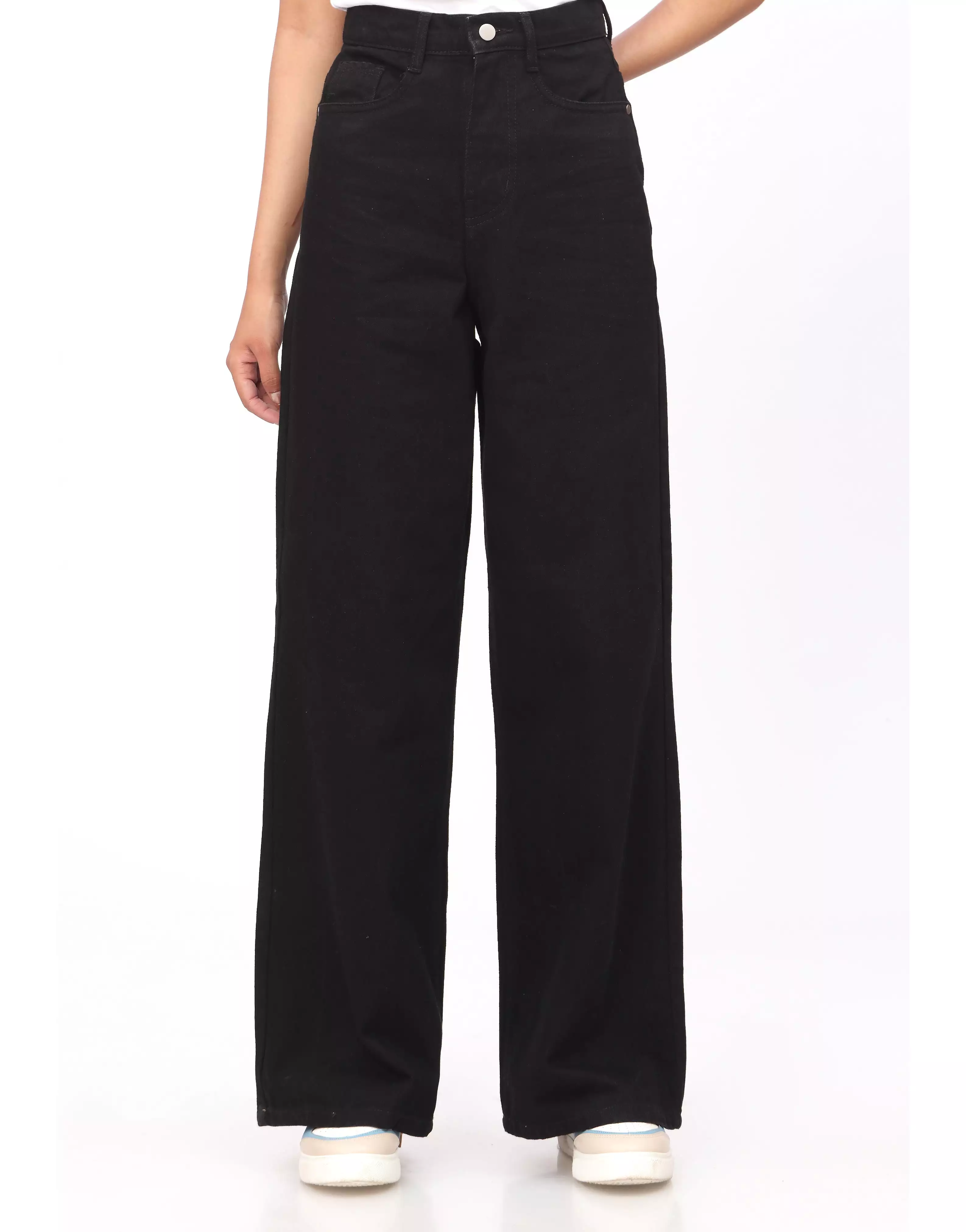 High Rise Wide Leg Jeans Jet Black