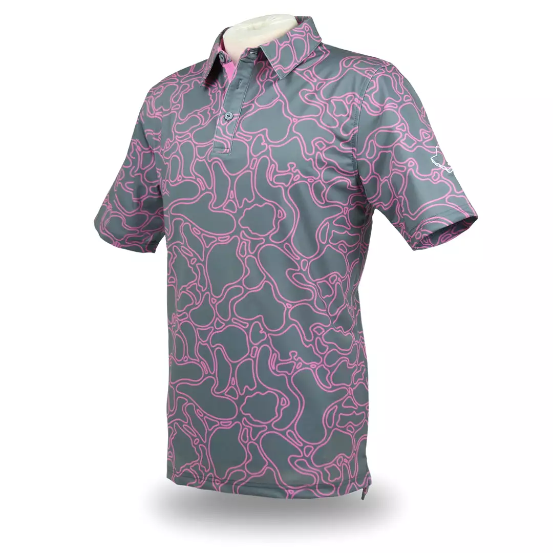 Island Coral Pink Metal - OGA Men's Polo - Gray / Pink