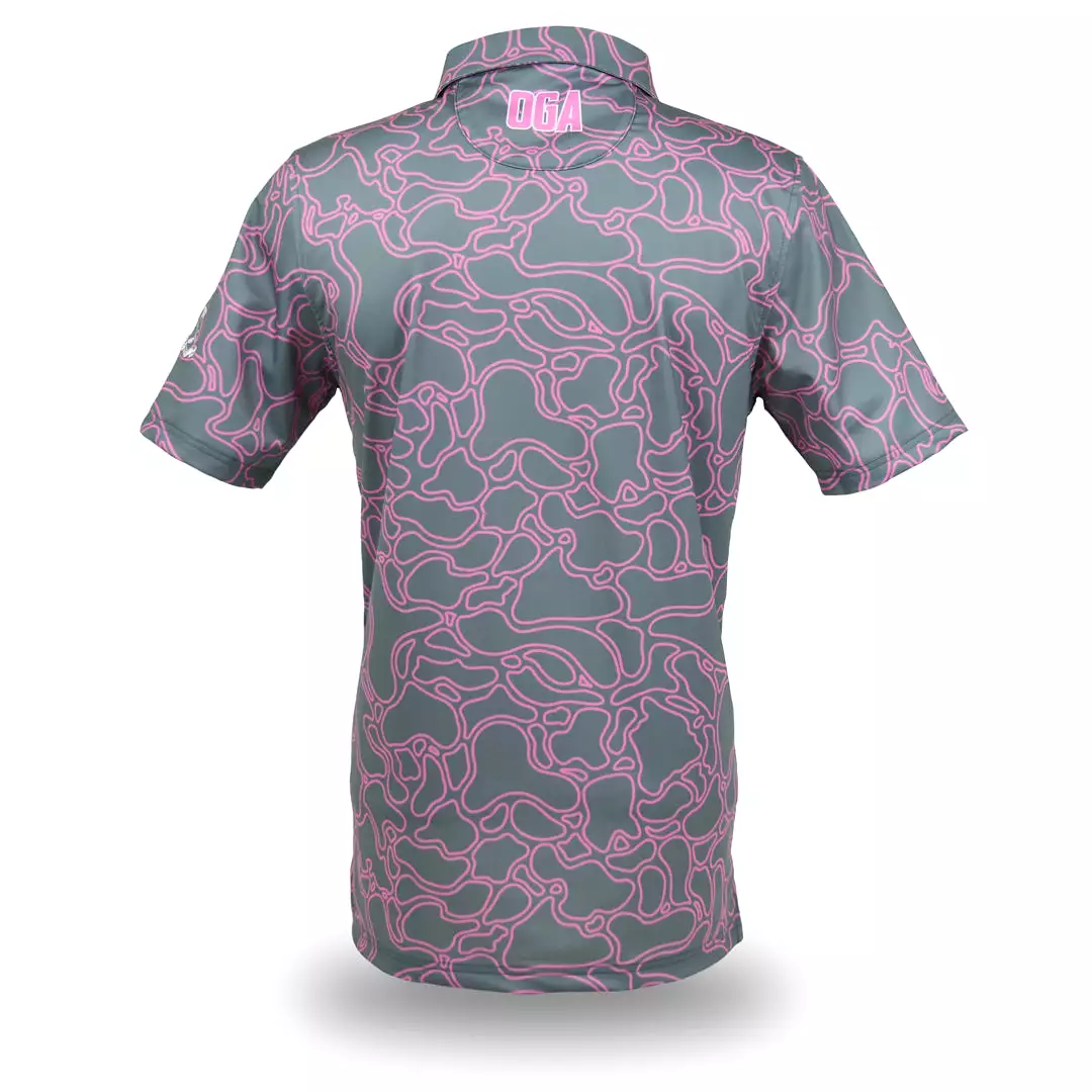 Island Coral Pink Metal - OGA Men's Polo - Gray / Pink