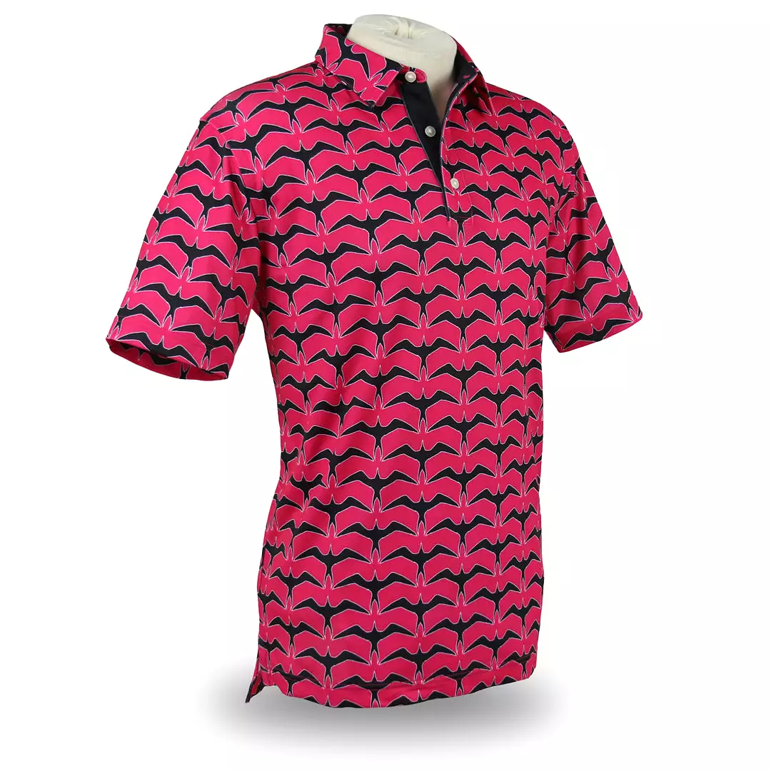 Iwa Flock Pink Sky - OGA Men's Polo - Magenta / Black