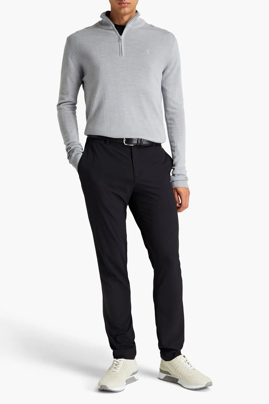 J.LINDEBERG  |Wool Sweat Blended Fabrics Street Style V-Neck Long Sleeves