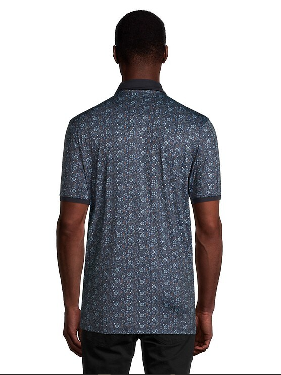 John Lennon Men's Polystretch Pattern Polo - BLUE FLORAL