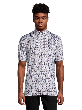 John Lennon Men's Polystretch Pattern Polo - BLUE RETRO