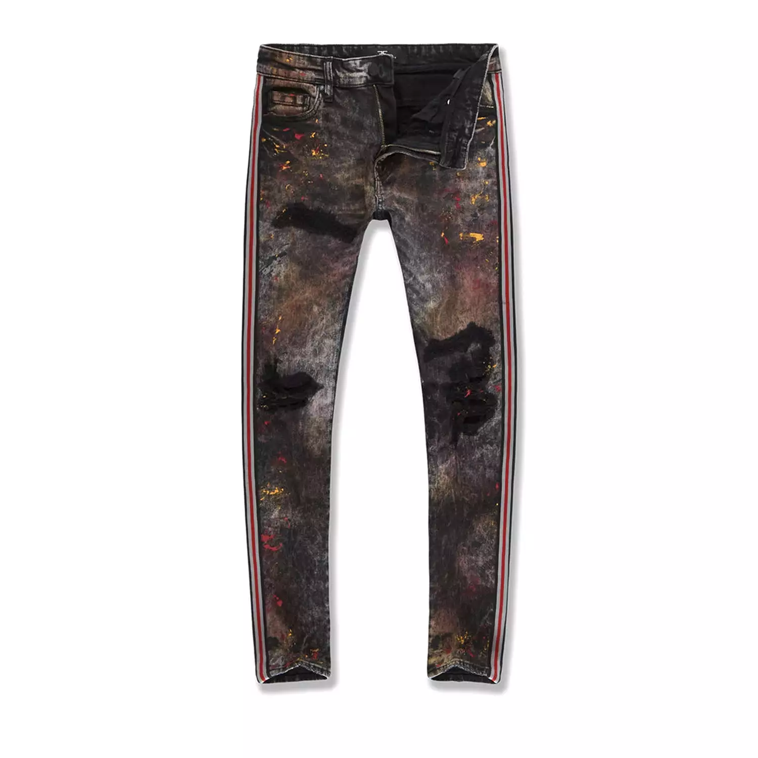 Jordan Craig Men's Sparta Striped Splatter Denim Jeans Wildfire