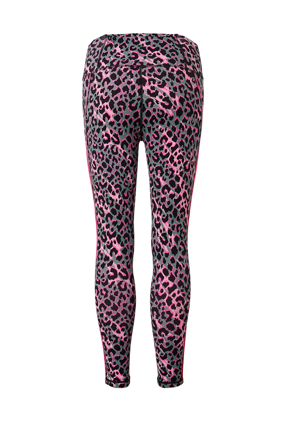 Khaki with Pink and Black Shadow Leopard 7/8 Length Active Leggings