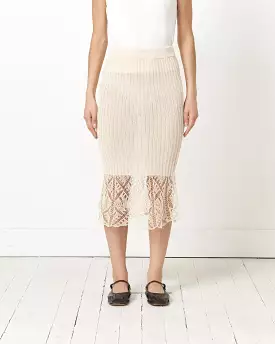 Lace Midi Skirt in Egret