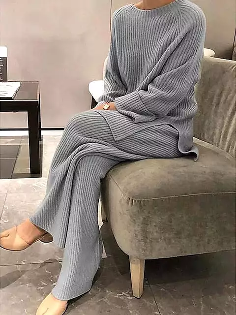 Luxe Plus Size Knitted Lounge Set for Women