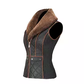 M301BOB - Cuadra Black casual fashion quilted lambskin leather vest for women