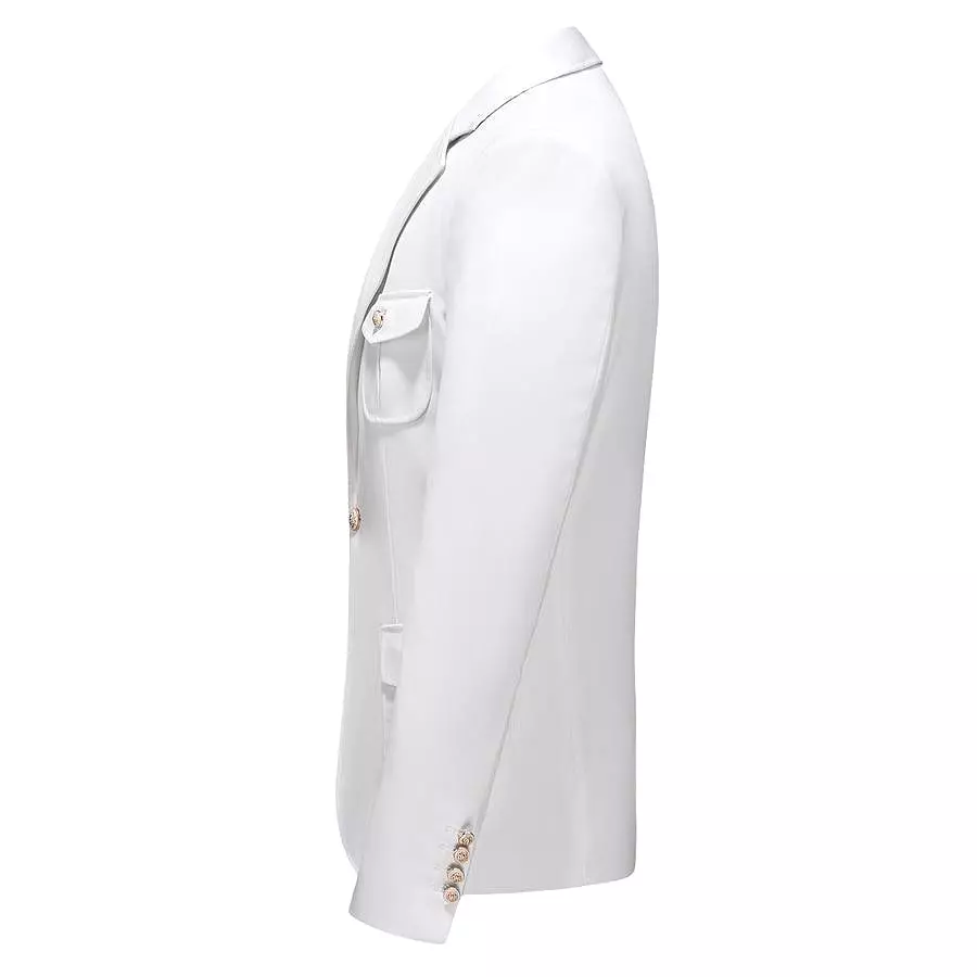 Men Blazer - Multi-Pocket White Blazer