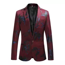 Men Blazer - Party Blazer With Blue Prints