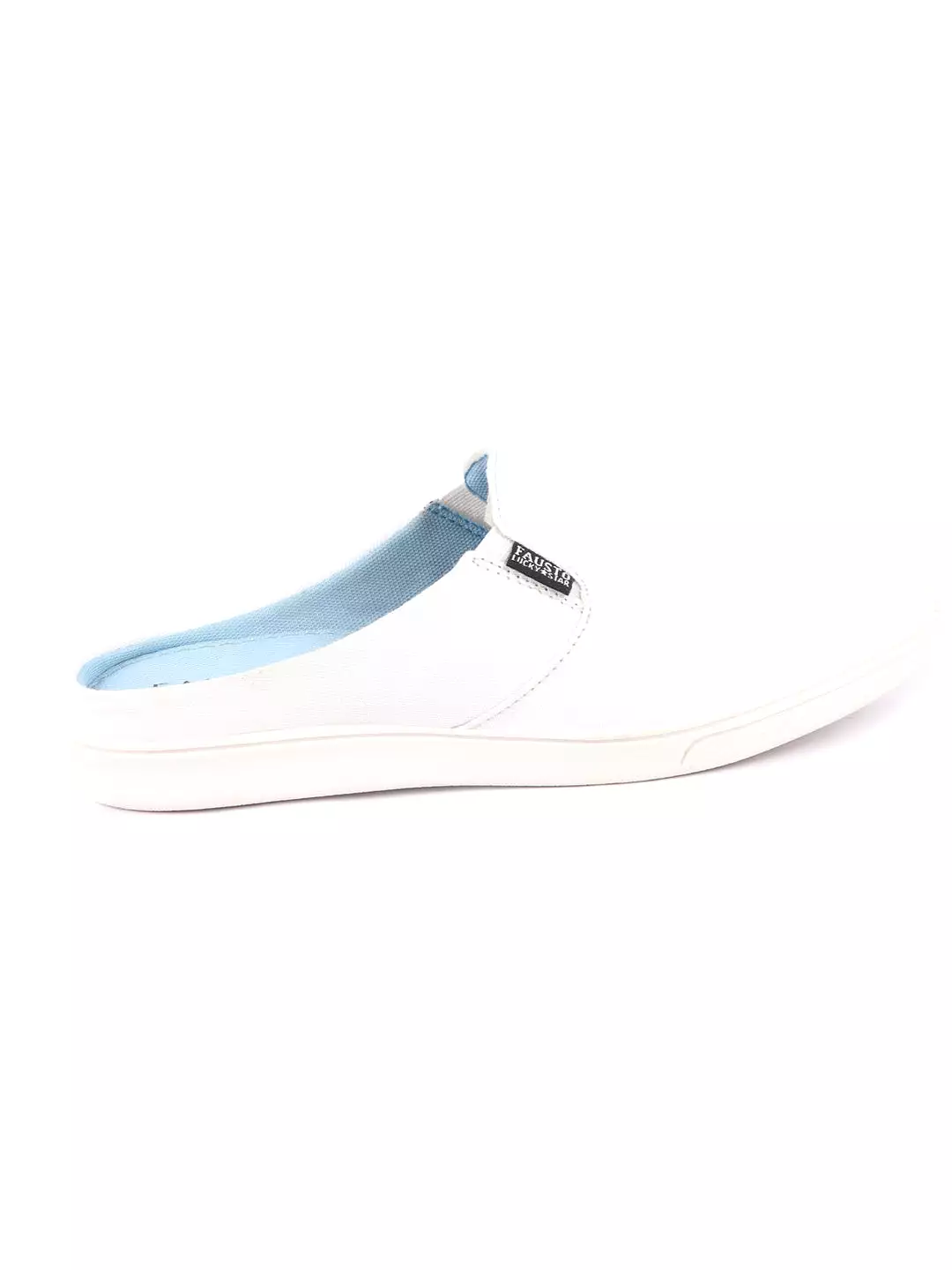 Men White Casual Back Open Canvas Stylish Slip On Shoes