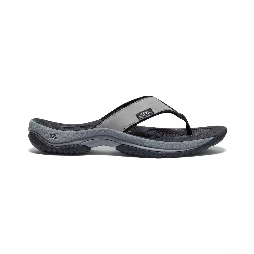 Men's Kona Leather Flip-Flop  |  Steel Grey/Black