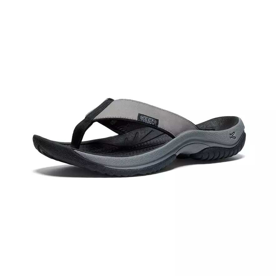 Men's Kona Leather Flip-Flop  |  Steel Grey/Black